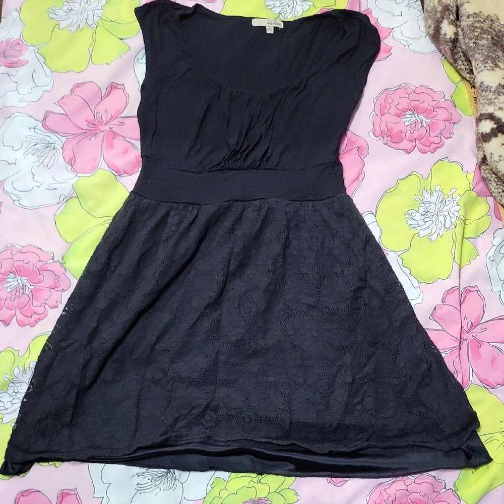 BeBop Black Lace Skirted Dress